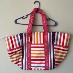 Victorias Secret Pink Tote Bag, Striped, Multi color, NWT